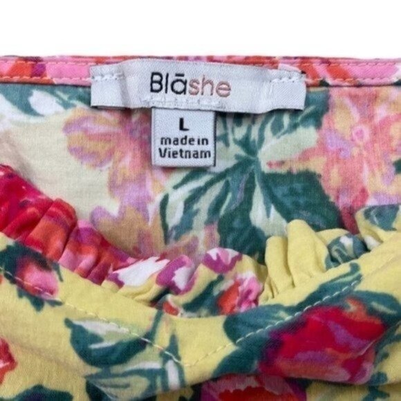 BLASHE Vibrant Floral Crop Top Rayon Spandex Blend Size Large - Picture 8 of 9